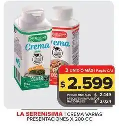 Carrefour Maxi La serenísima - crema varias presentaciones oferta