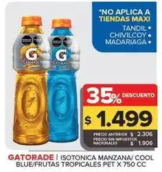 Carrefour Maxi Gatorade - isotonica manzana/cool blue/frutas tropicales pet oferta