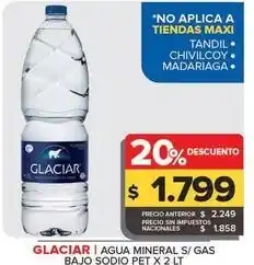 Carrefour Maxi Glaciar - agua mineral s/gas bajo sodio per x lt oferta