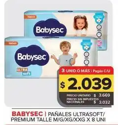 Carrefour Maxi Babysec - pañales ultrasoft/premium oferta