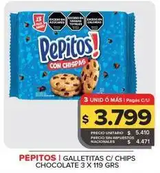 Carrefour Maxi Pepitos - galletitas con chips chocolate oferta
