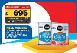 Carrefour Maxi Gran compra - yogur descremado batido/firme frutilla/vainilla oferta