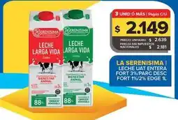Carrefour Maxi La serenísima - leche uat entera fort 3% parc desc fort 1%/2% oferta