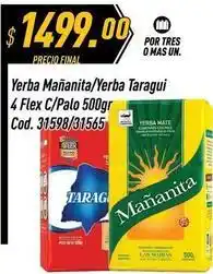 Supermercados Comodin Mas - yerba mañanita/yerba taragui 4 flex c/palo 500gr cod. 31598/31565 oferta