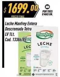 Supermercados Comodin Manfrey - leche entera descremada tetra lv 1lt. cod. 13386/85 oferta