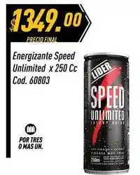 Supermercados Comodin Lider - energizante speed unlimited x 250 cc cod. 60803 oferta