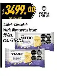 Supermercados Comodin Vizzio - tableta chocolate blanca/con leche cod. 42166/63 oferta