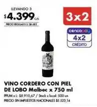 Disco Vino cordero con piel de lobo malbec oferta