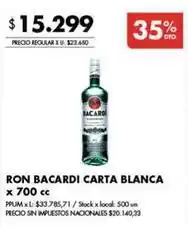 Disco Bacardi - ron carta blanca oferta