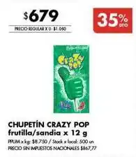 Disco Crazy pop - chupetín crazy pop oferta