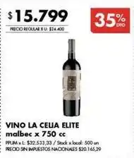 Disco La celia - vino la celia elite malbec oferta