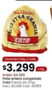 Coto Coto - pollo entero congelado oferta