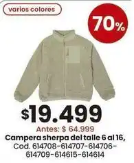 Coto Campera sherpa del talle 6 al 16, cod. 614708-614707-614706-614709-614615-614614 oferta