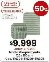 Coto Manta sherpa rayada, 125 x 150 cm. cod. 616304-616299-616305 oferta