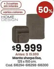 Coto Manta sherpa lisa, 125 x 150 cm. cod. 616294-616298-616300 oferta