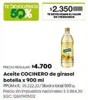 Jumbo Cocinero - aceite de girasol botella x 900 ml oferta