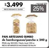 Jumbo Bimbo - pan artesano bimbo de hamburguesa/pancho oferta