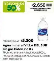 Jumbo Villa del sur - agua mineral sin gas bidon oferta