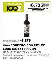 Jumbo Malbec - vino cordero con piel de lobo x 750 ml oferta