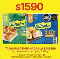 Supermercados Vea La salteña - tapas para empanadas oferta