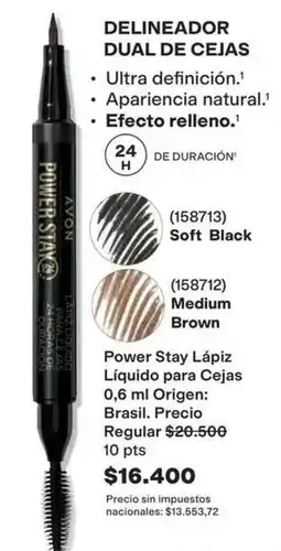 Avon Avon - delineador dual de cejas power stay líquido para cejas oferta