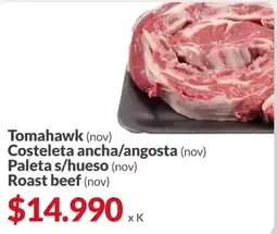 Supermercados Aiello Tomahawk costeleta ancha/angosta paleta s/hueso roast beef oferta