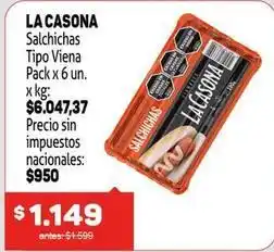 Makro La casona - salchichas tipo viena pack x 6 un oferta