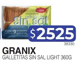 Masivos Granix galletitas sin sal light oferta