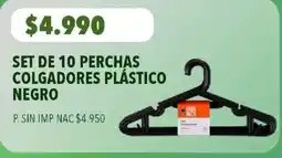 Supermercados Vea Dora Neza set de 10 perchas colgadores plastico negro oferta