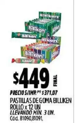 Supermercados Yaguar Billiken pastillas de goma rollo oferta