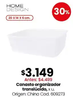 Coto Home design canasto organizador translúcido oferta