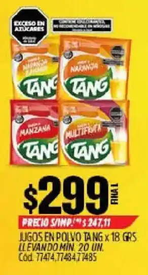 Supermercados Yaguar Tang jugos en polvo oferta