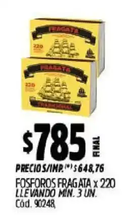 Supermercados Yaguar Fragata fosforos oferta