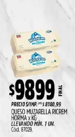Supermercados Yaguar Ricrem queso muzarella oferta