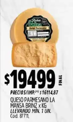 Supermercados Yaguar La mansa queso parmesano oferta