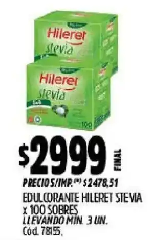 Supermercados Yaguar Hileret edulcorante stevia oferta