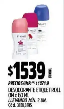 Supermercados Yaguar Etiquet desodorante roll on oferta