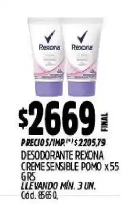 Supermercados Yaguar Rexona desodorante creme sensible pomo oferta