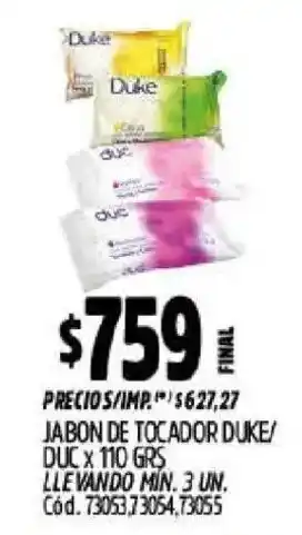 Supermercados Yaguar Duke jabon de tocador oferta