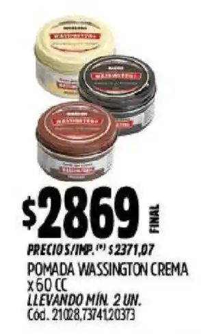 Supermercados Yaguar Wassington pomada crema oferta