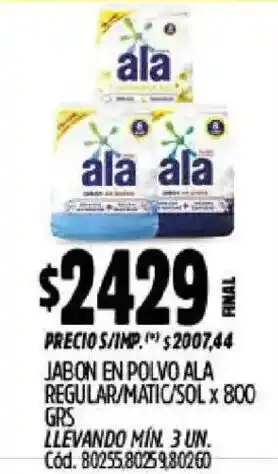 Supermercados Yaguar Ala jabon en polvo regular/matic/sol oferta