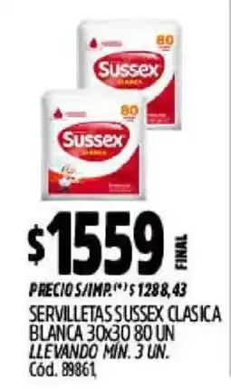 Supermercados Yaguar Sussex servilletas clasica blanca oferta