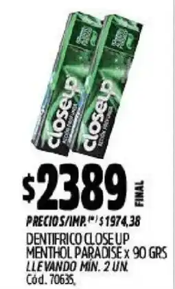 Supermercados Yaguar Close up dentífrico menthol paradise oferta