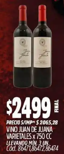 Supermercados Yaguar Juan de juana vino varietales oferta