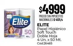 Diarco Elite - papel higi00enico soft touch doble hoja 4 un. x 50 mt. c0d:26465 oferta