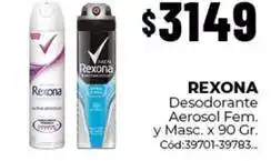Diarco Rexona - desodorante aerosol fem. y masc. x 90 gr. cód:39701-39783 oferta