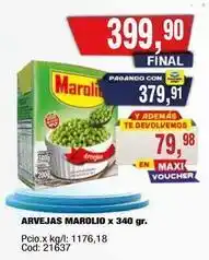 Maxiconsumo Marolio - arvejas x 340 gr oferta