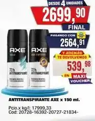 Maxiconsumo Axe - antitranspirante x 150 ml oferta