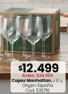 Coto Origen - copas manhattan, x 6 u oferta