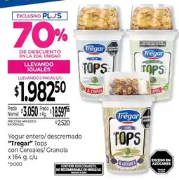 La Anonima Tregar yogur entero descremado tops con cereales granola oferta